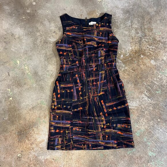 Artsy Anthropologie Tabitha Black with Abstract Print Dress Size 6 - Picture 1 of 6